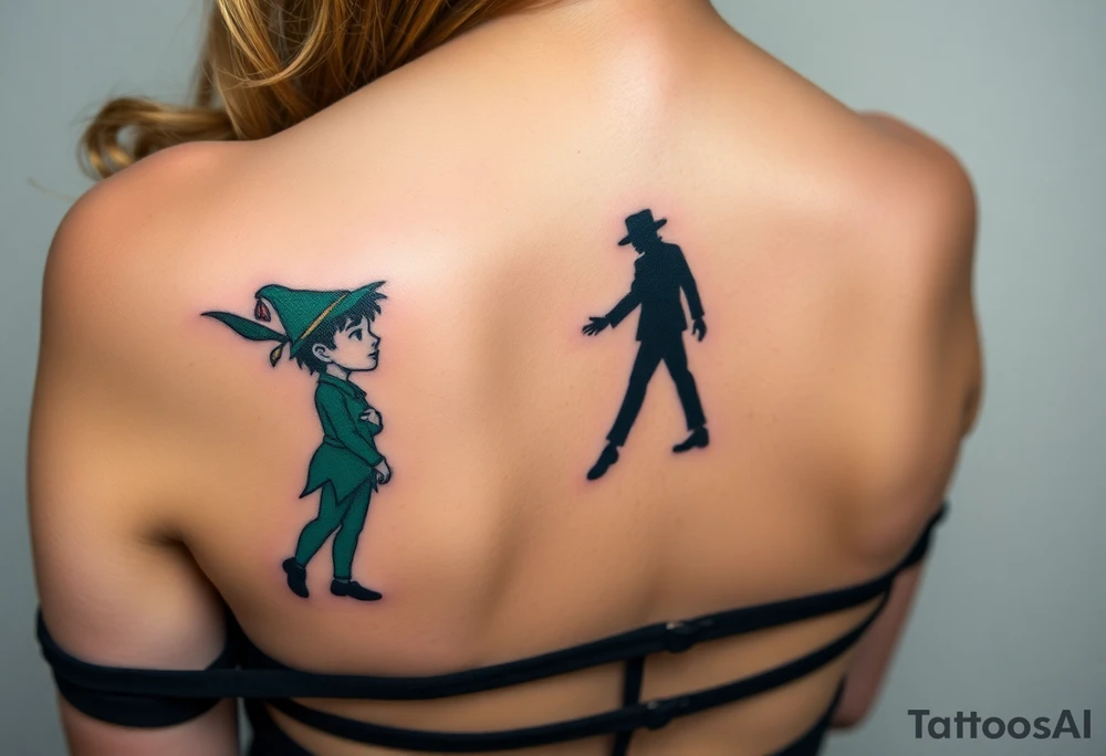 Peter Pan and his shadow. But the shadow is actually Michael Jackson. tattoo idea