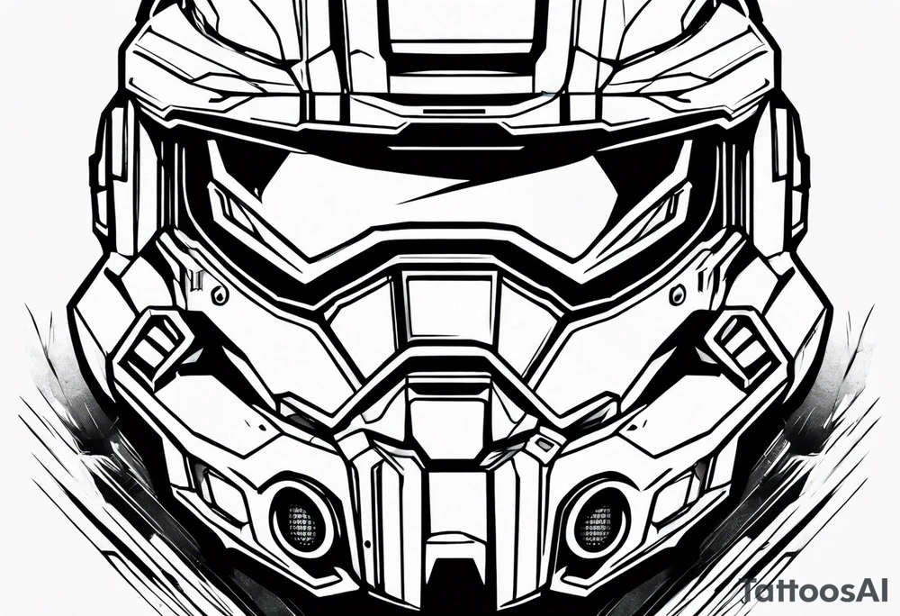 Master chief helmet through a energy sword tattoo idea