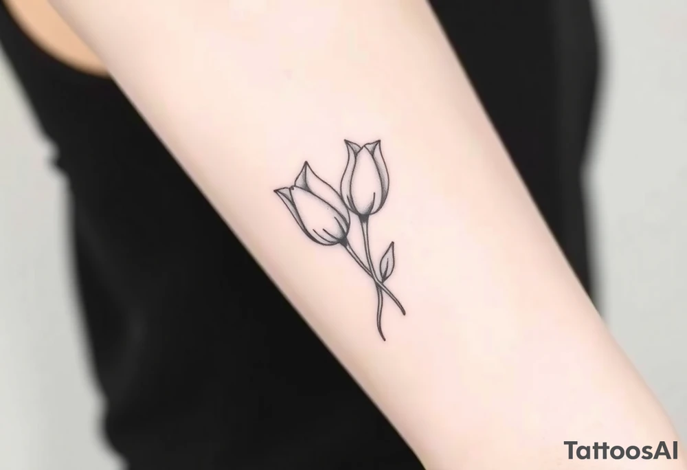 two intertwined tulips with stem tattoo idea