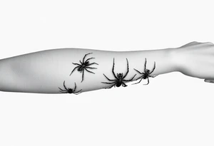 4 Spiders crawling down arm tattoo idea