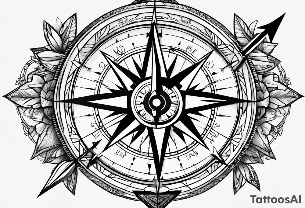 Compass with an arrow tattoo idea