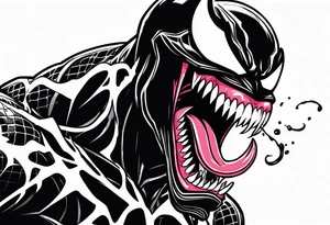 Comic character venom eating head tattoo idea