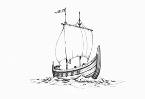 viking-ship on sea tattoo idea