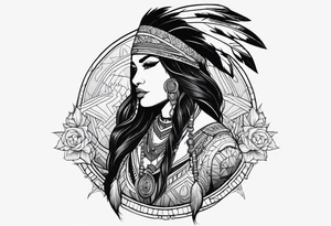 valkrye, kali, pirate, goddess, native american, looking right, wing tattoo idea