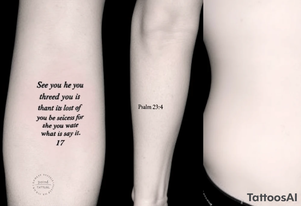 psalm 23:4 forearm tattoo and state what it says small size tattoo idea