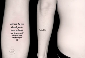 psalm 23:4 forearm tattoo and state what it says small size tattoo idea
