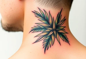 realistic large movement woven palm leaves tattoo idea