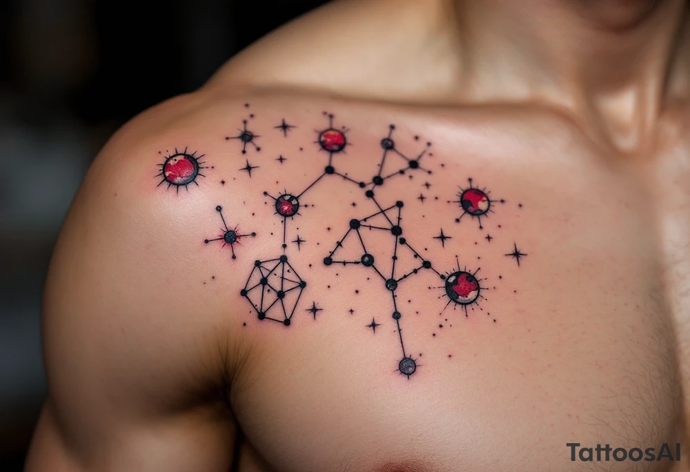 A Set of Constellations That Represent Your Family’s Birth Months (red and black) tattoo idea
