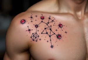 A Set of Constellations That Represent Your Family’s Birth Months (red and black) tattoo idea