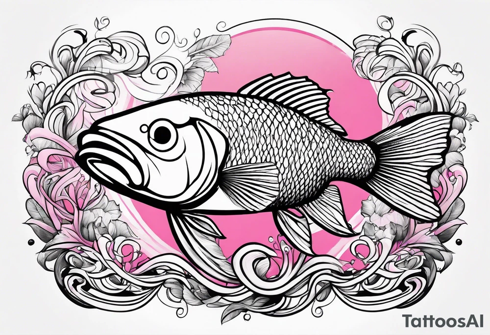 A pink infinity sign with a musky fish tattoo idea