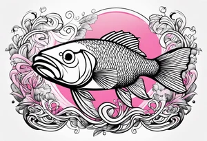 A pink infinity sign with a musky fish tattoo idea