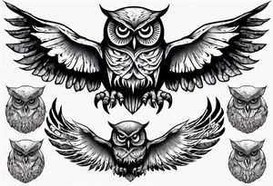 Demonic Owl Flying Attack. tattoo idea