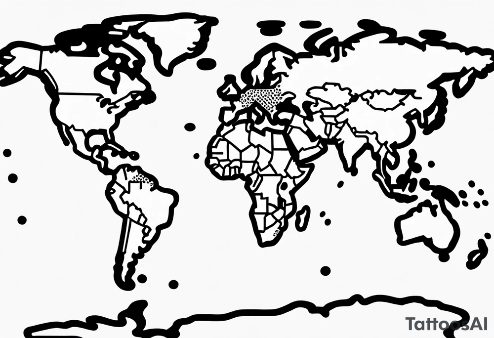 line drawing of the world map tattoo idea
