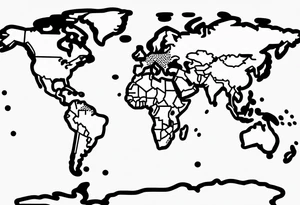 line drawing of the world map tattoo idea