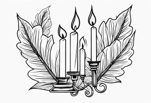 Bougie avec feuille de parchemins avec la phrase where candlelights flickers though the air is deathly still tattoo idea