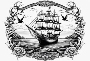 Swallows, sail boat, the ocean tattoo idea