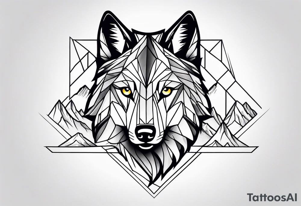 Mountains, wolf eyes underneath tattoo idea