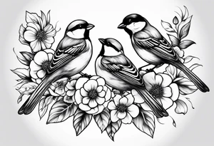 sparrows and butterflies and flowers tattoo idea