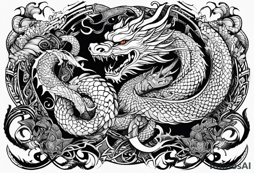 Jomungandr wyrm nordic style tattoo idea