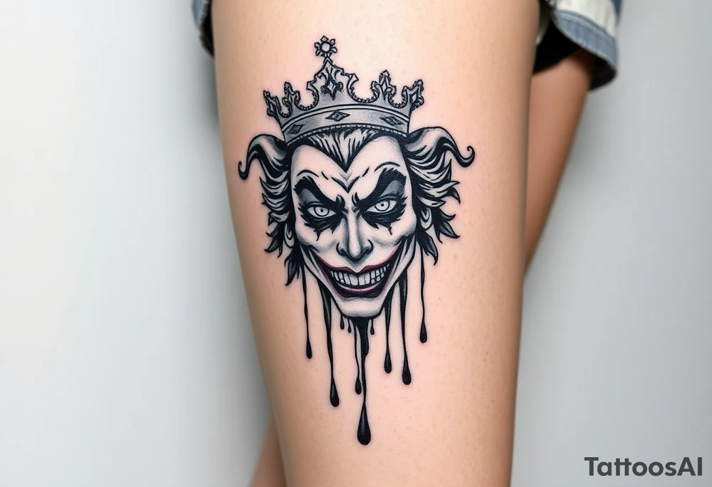 Why so serious joker with crown, dripping tattoo idea