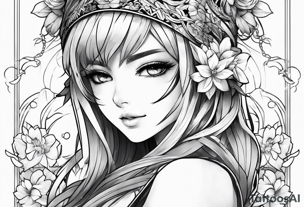 anime girl tattoo idea