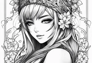 anime girl tattoo idea