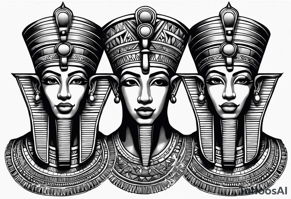 Egyptian See no evil , speak no evil , hear no evil vertical tattoo idea