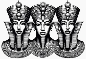 Egyptian See no evil , speak no evil , hear no evil vertical tattoo idea