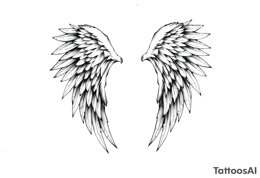 Long Angelwings straight down tattoo idea