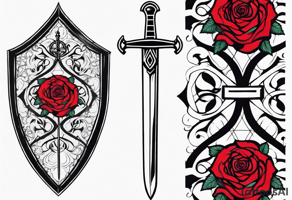 Templar shield and sword tattoo on forearm. With roses around. I would like symbols of loyalty tattoo idea