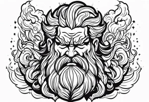 The enraged god Zeus the Thunderer with lightning bolts in a furious tattoo idea