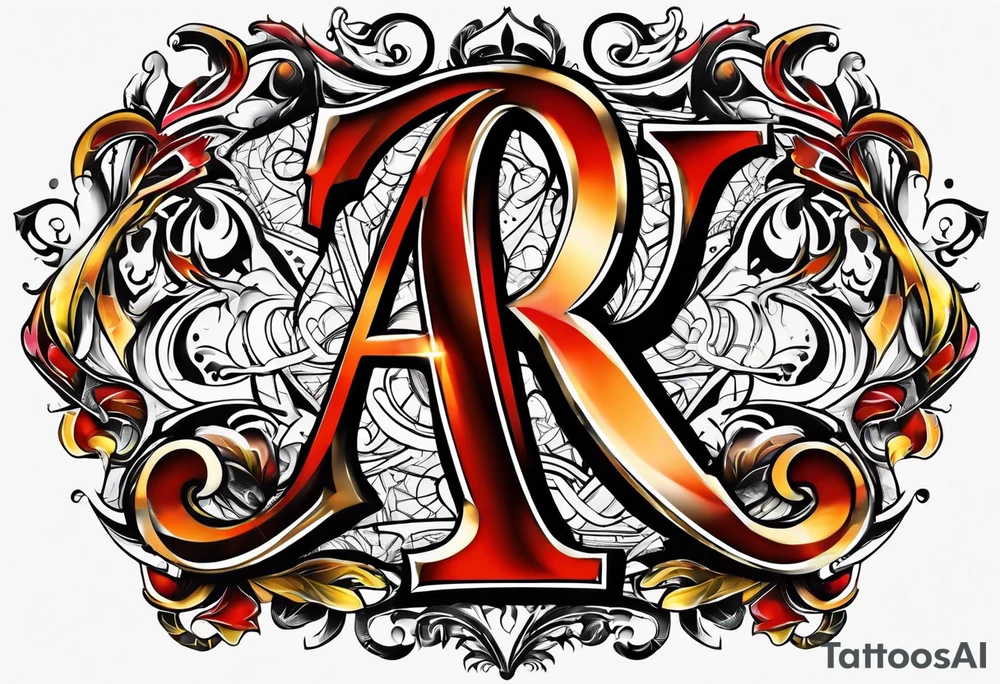 the letters A and R tattoo idea