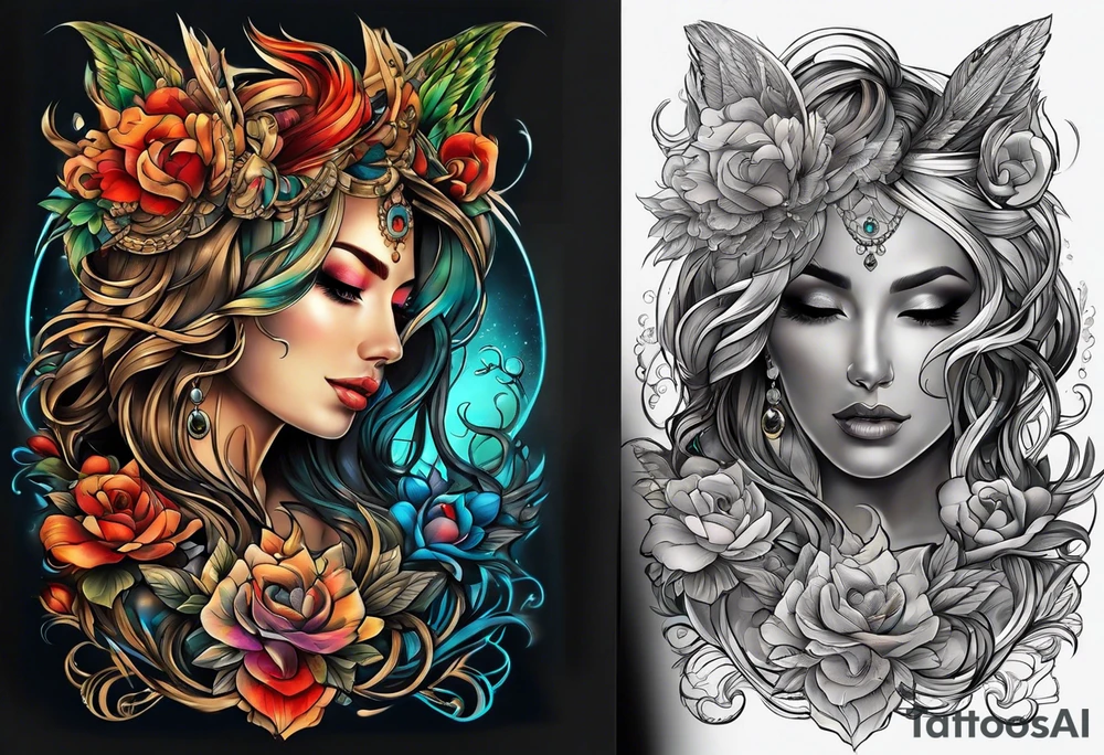 full body tattoo on the back from top to bottom tattoo idea