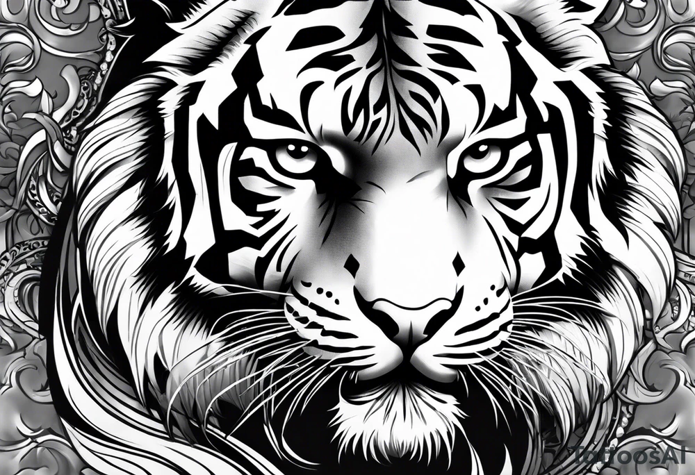 Tiger on cross tattoo idea