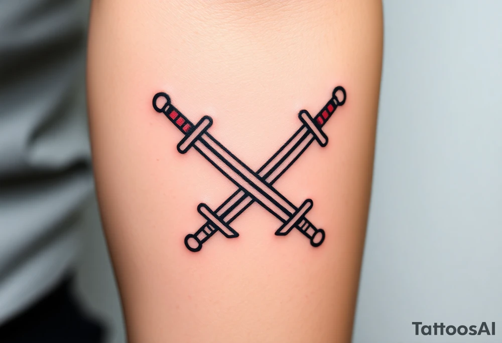 A pair of crossed swords with the Czech flag wrapped around them, symbolizing history and bravery tattoo idea