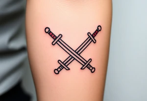 A pair of crossed swords with the Czech flag wrapped around them, symbolizing history and bravery tattoo idea