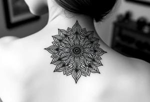intricate mandala with sacred geometry and cosmic elements tattoo idea