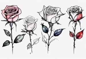 bleeding rose, tall, simple, one line, watercolor tattoo idea