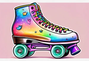 cute, pastel rainbow roller skates tattoo idea