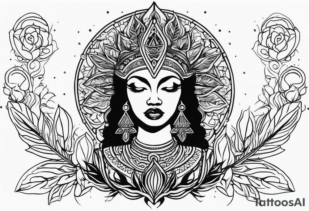 Black Goddess of sativa tattoo idea