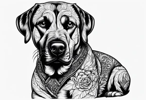 dog holding dick tattoo idea