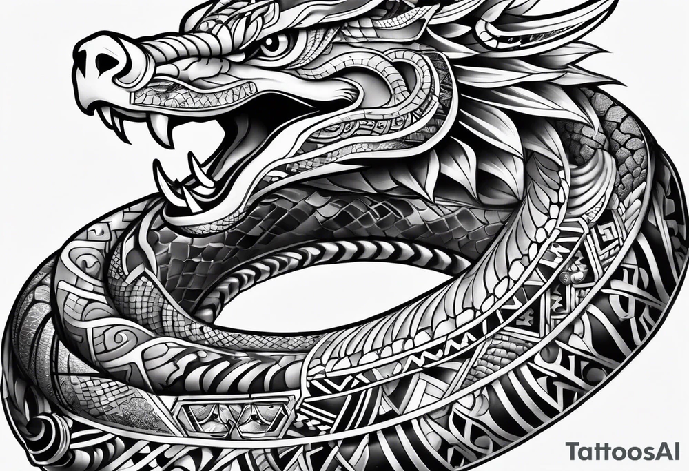 aztec snake sleeve tattoo idea