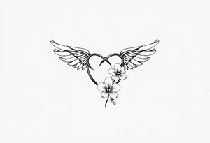 Infinity loop with wings and a small orchid tattoo idea