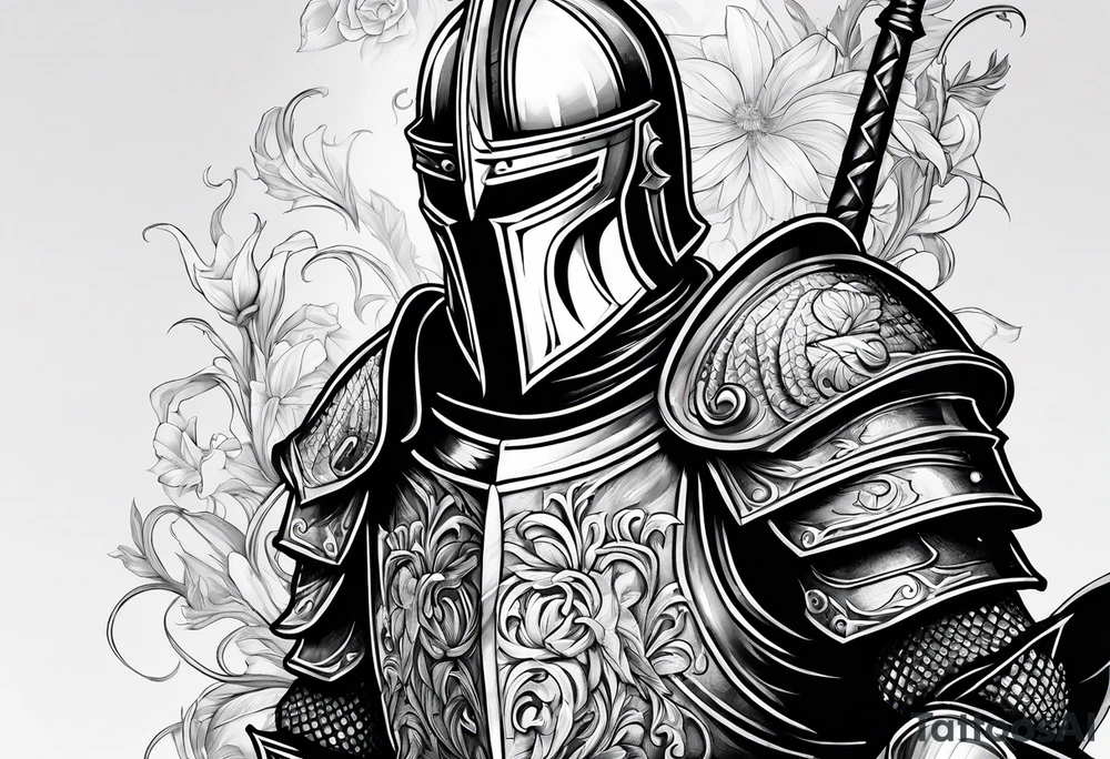 full body knight tattoo idea