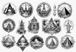 seven wonders of world tattoo idea
