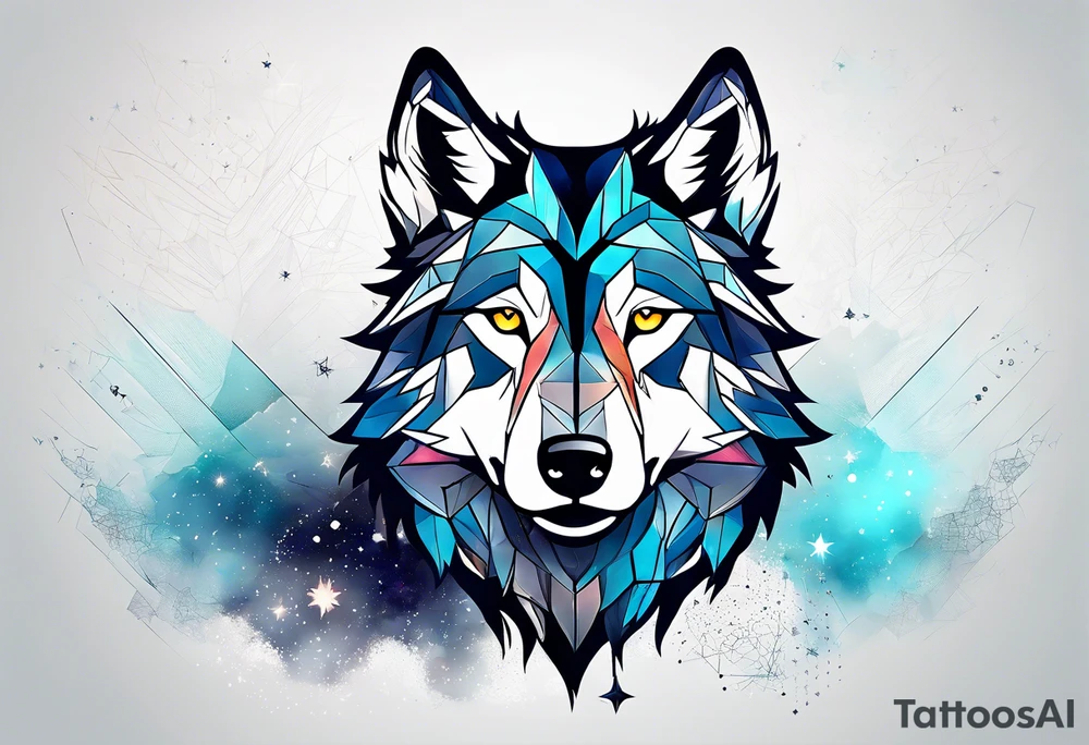 Constellation, animal wolf snow , géométric tattoo idea
