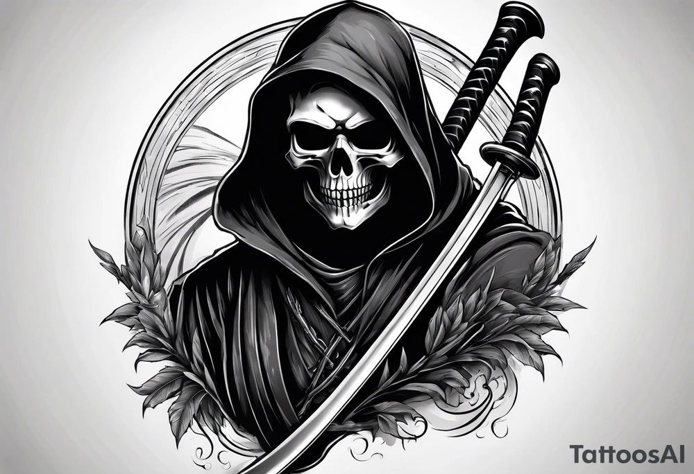 grim reaper with katana tattoo idea