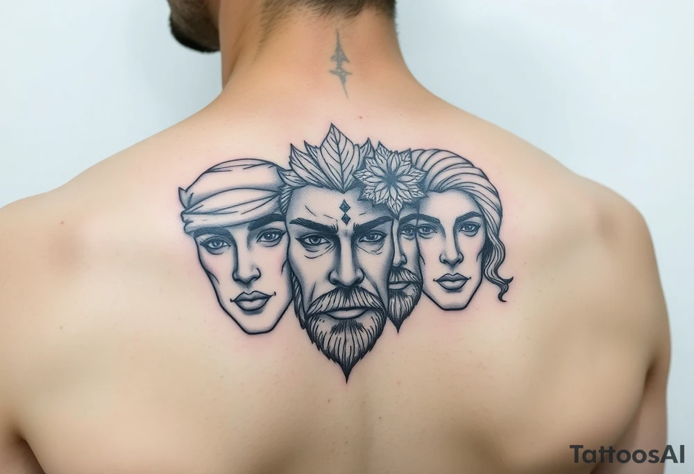 Winter Spring Fall Summer faces tattoo idea