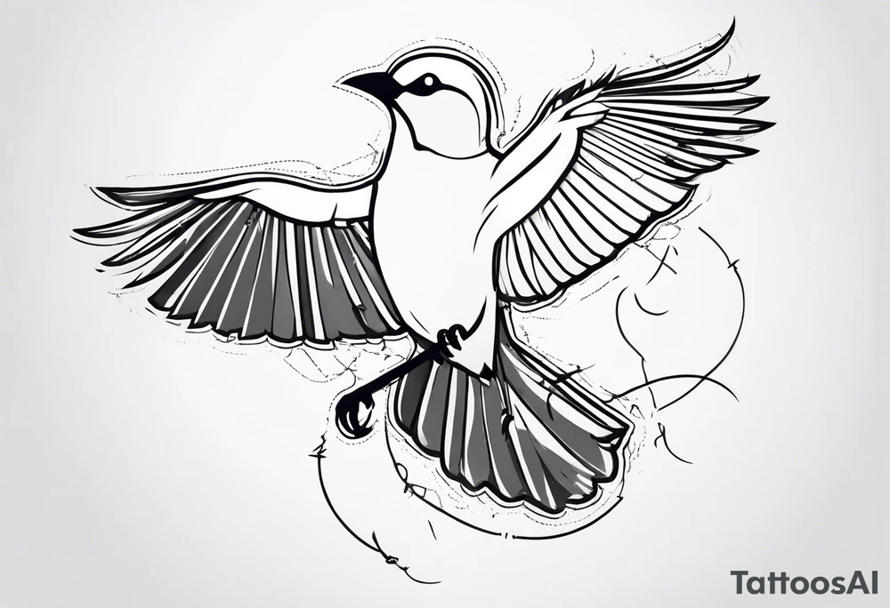 bird trying to free from chains around him tattoo idea