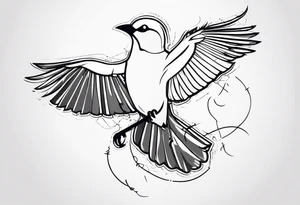 bird trying to free from chains around him tattoo idea